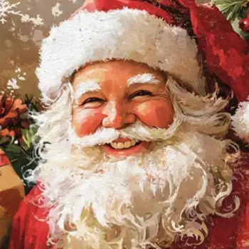 15" Red White And Green Wood Christmas Santa Tabletop Sign
