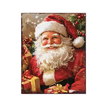 15" Red White And Green Wood Christmas Santa Tabletop Sign