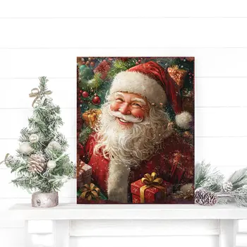 15" Red White And Green Wood Christmas Santa Tabletop Sign