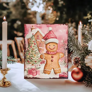 15" Red White And Green Wood Christmas Tabletop Sign