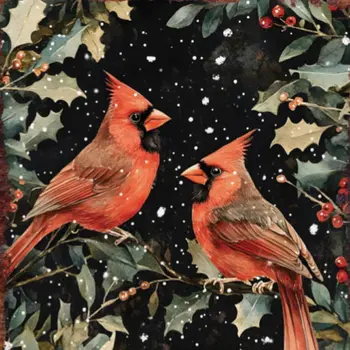 15" Red White And Green Wood Bird Christmas Tabletop Sign