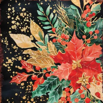 15" Red White And Green Wood Flowers Christmas Tabletop Sign