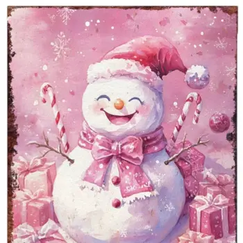 15" Red White And Green Wood Christmas Snowman Tabletop Sign