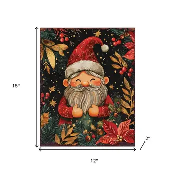 15" Red White And Green Wood Flowers Christmas Tabletop Sign