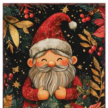 15" Red White And Green Wood Flowers Christmas Tabletop Sign