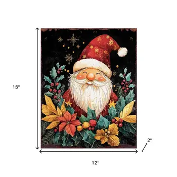 15" Red White And Green Wood Flowers Christmas Tabletop Sign