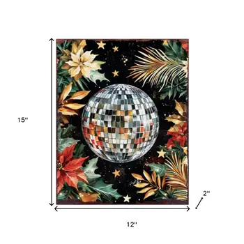 15" Red White And Green Wood Flowers Dance Christmas Tabletop Sign