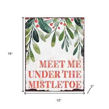 15" Red White And Green Wood Christmas Tabletop Sign