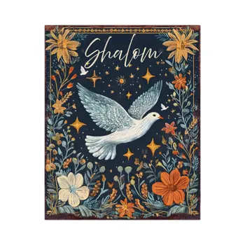 15" Blue Wood Pigeon Hanukkah Tabletop Sign
