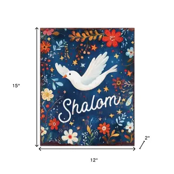 15" Blue Wood Pigeon Hanukkah Tabletop Sign