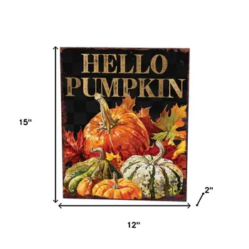 15" Brown Orange And Yellow Wood Halloween Tabletop Sign