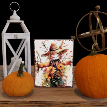 15" Brown Orange And Yellow Wood Sunflower Thanksgiving Tabletop Sign