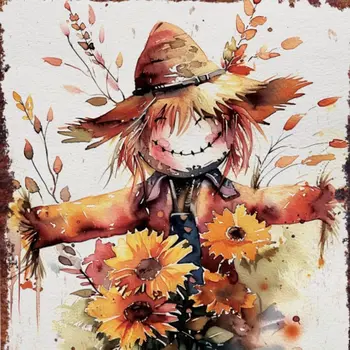 15" Brown Orange And Yellow Wood Sunflower Thanksgiving Tabletop Sign
