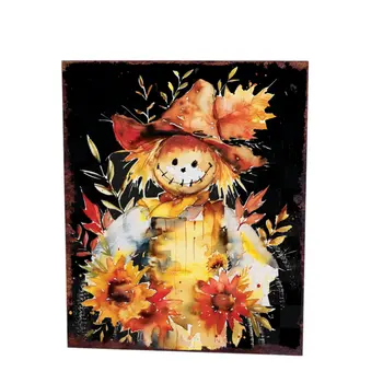 15" Brown Orange And Yellow Wood Sunflower Thanksgiving Tabletop Sign