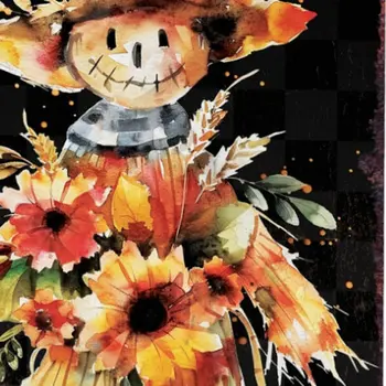 15" Brown Orange And Yellow Wood Sunflower Thanksgiving Tabletop Sign