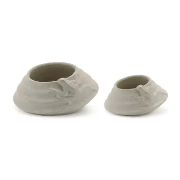 Set of Two Beige Porcelain 1 Ounce Pot Planters