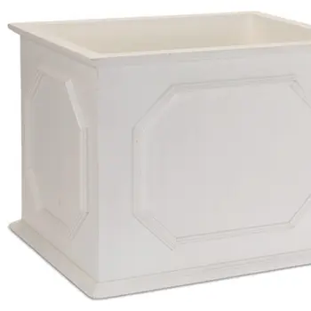 Set of Three White Wood 1 Ounce Geometric Rectangular Planter Boxes