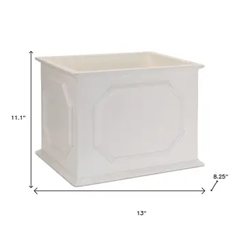 Set of Three White Wood 1 Ounce Geometric Rectangular Planter Boxes