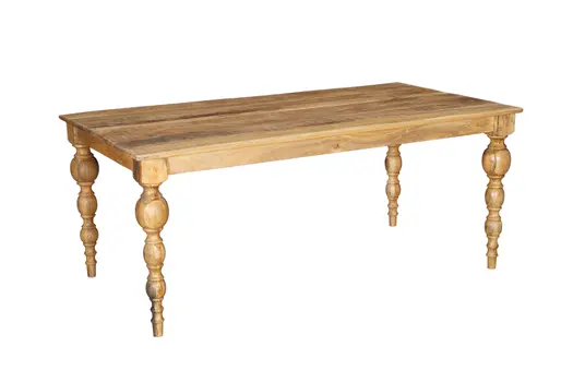 Seven Piece Brown Solid Wood Dining Set with Six Chairs