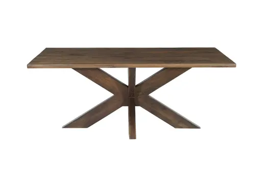 Seven Piece Brown Solid Wood Dining Set with Six Chairs