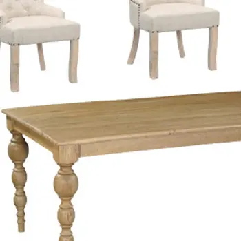 Seven Piece Brown Solid Wood Dining Set with Six Chairs