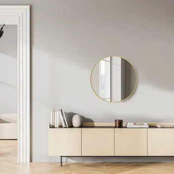 20" Gold Metal Round Framed Bathroom Vanity Mirror