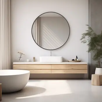30" Black Metal Round Framed Bathroom Vanity Mirror