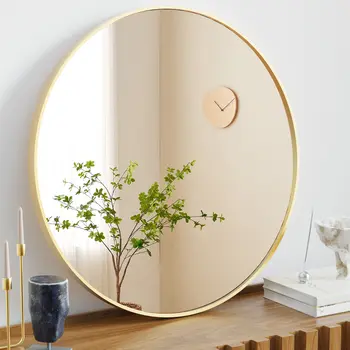 30" Gold Metal Round Framed Bathroom Vanity Mirror