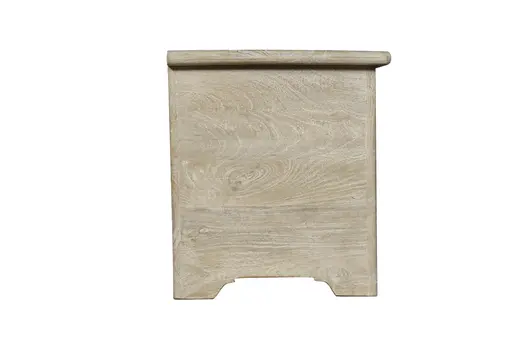 52" Gray Distressed Solid Wood Carved Floral Storage Ottoman