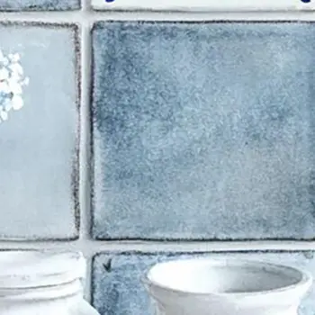6" x 6" Blue Vinyl Arabesque Peel And Stick Removable Tiles