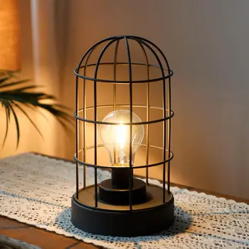 Set of Two 10" Black Metal Round Bedside Lamp With Black Cylinder Shade