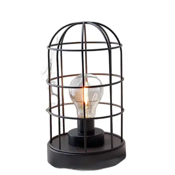 Set of Two 10" Black Metal Round Bedside Lamp With Black Cylinder Shade