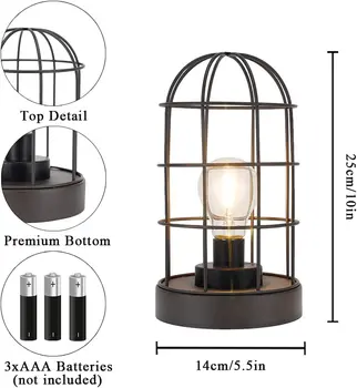 Set of Two 10" Black Metal Round Bedside Lamp With Black Cylinder Shade