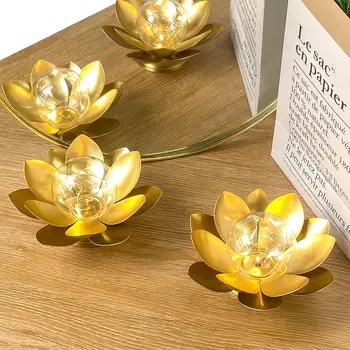 Set of Two 6" Gold Metal Round Bedside Lamp With Black Cone Shade