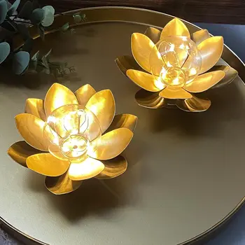 Set of Two 6" Gold Metal Round Bedside Lamp With Black Cone Shade