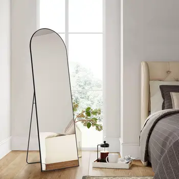 63" Black Metal Arch Framed Full Length Mirror