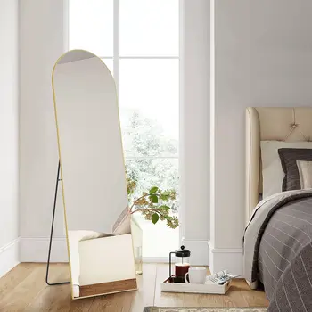 63" Gold Metal Arch Framed Full Length Mirror