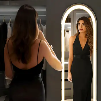 63" Clear Arch Lighted Frameless Full Length Mirror