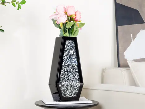 14" Black Glass Decorative Bottles