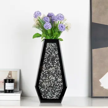 14" Black Glass Decorative Bottles