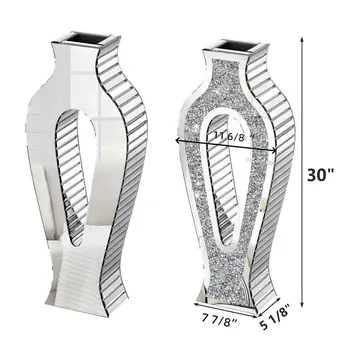 30" Silver Glass Decorative Bottles