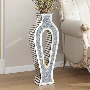 30" Silver Glass Decorative Bottles