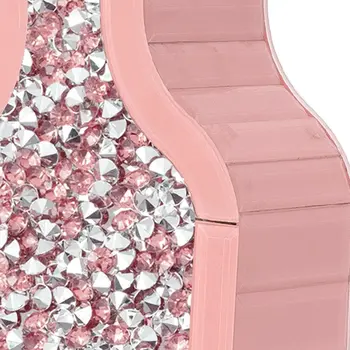 27" Pink Mirrored Glass Floor Vase With Faux Crystals
