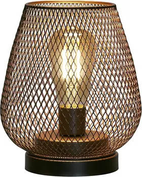 7" Black Metal Novelty Bedside Lamp With Black Cone Shade