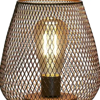 7" Black Metal Novelty Bedside Lamp With Black Cone Shade