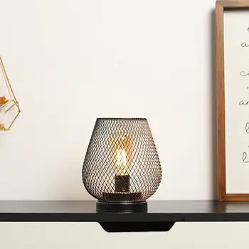 7" Black Metal Novelty Bedside Lamp With Black Cone Shade