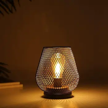 7" Black Metal Novelty Bedside Lamp With Black Cone Shade
