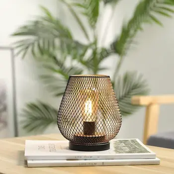 7" Black Metal Novelty Bedside Lamp With Black Cone Shade