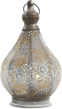 12" Gray Metal Novelty Bedside Lamp With Black Cone Shade