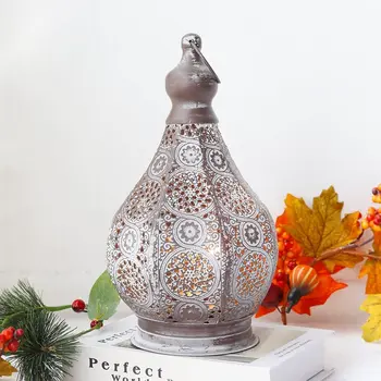 12" Gray Metal Novelty Bedside Lamp With Black Cone Shade